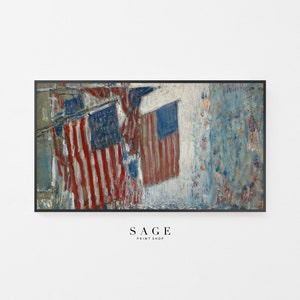 4th of July Art for Samsung Frame TV | Frame TV Art Independence Day Parade | Vintage USA Flags | 190