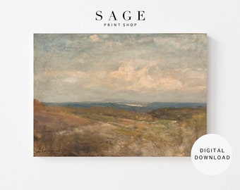 Moody Landscape Oil Painting  | Vintage Landscape Wall Art | Vintage Wall Art | Printable | 067