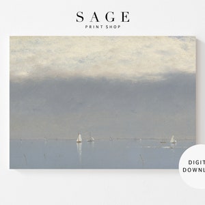 Seascape Oil Painting | Sailing Coastal Wall Art | Blue Ocean Print | Vintage Wall Art | Printable | 005