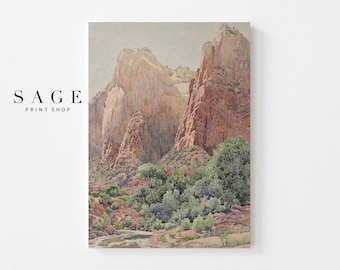 Vintage Zion Nationalpark Aquarell Kunstdruck (Digital Download)