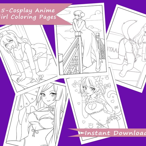 15-Pack Sexy Cosplay Anime Girl Coloring Pages