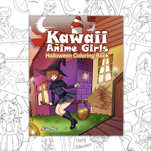 Kawaii Anime Girls Halloween Coloring Book: 30-Page Downloadable PDF