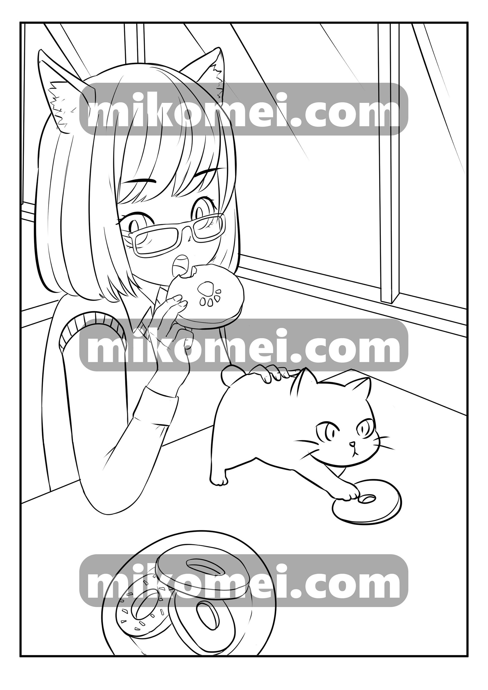 Cat Café Kawaii Anime Coloring Book for Children and Adults Etsy