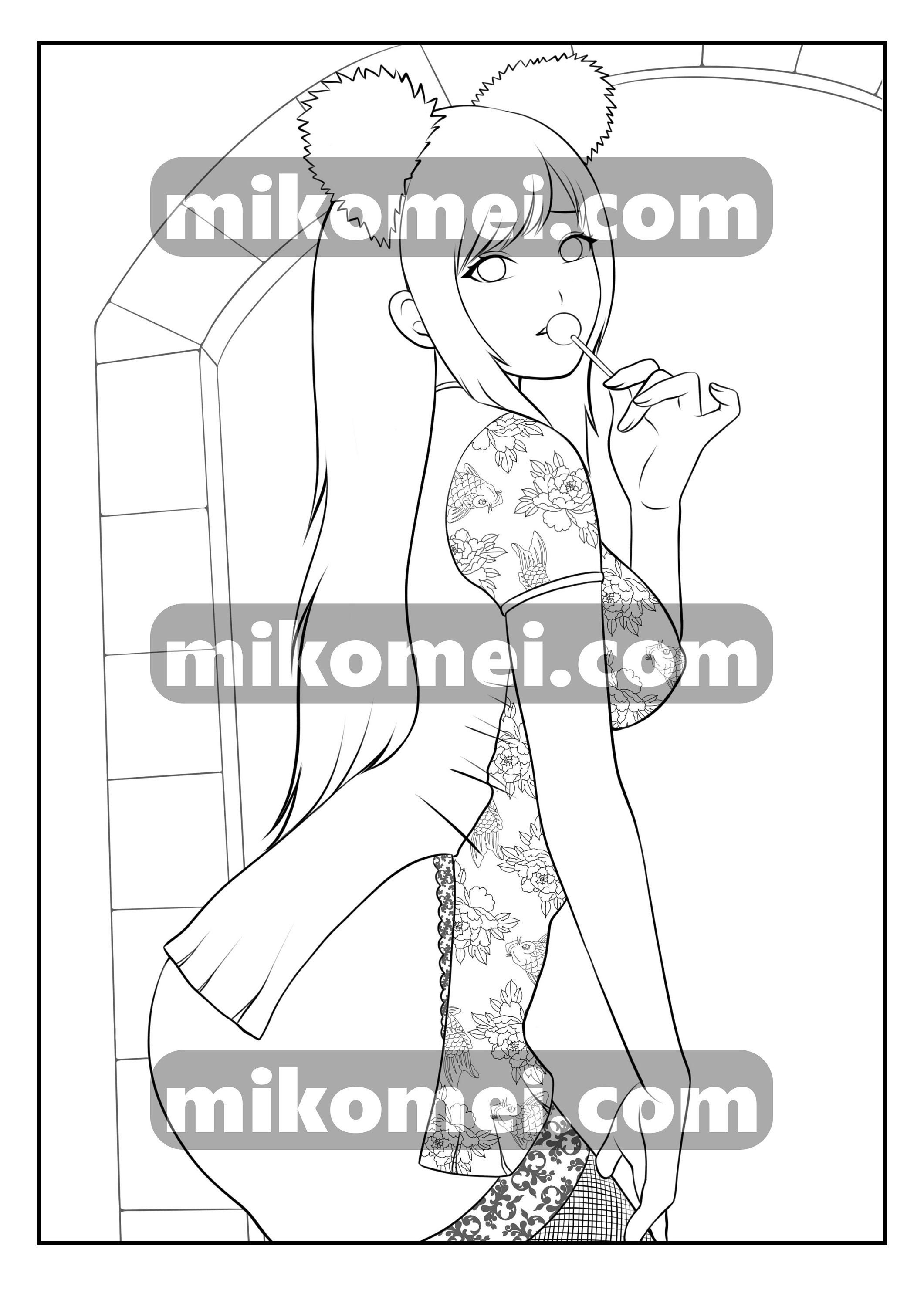 Sexy Anime Cosplay Coloring Page Cosplay Kitten Anime Girl Etsy Norway