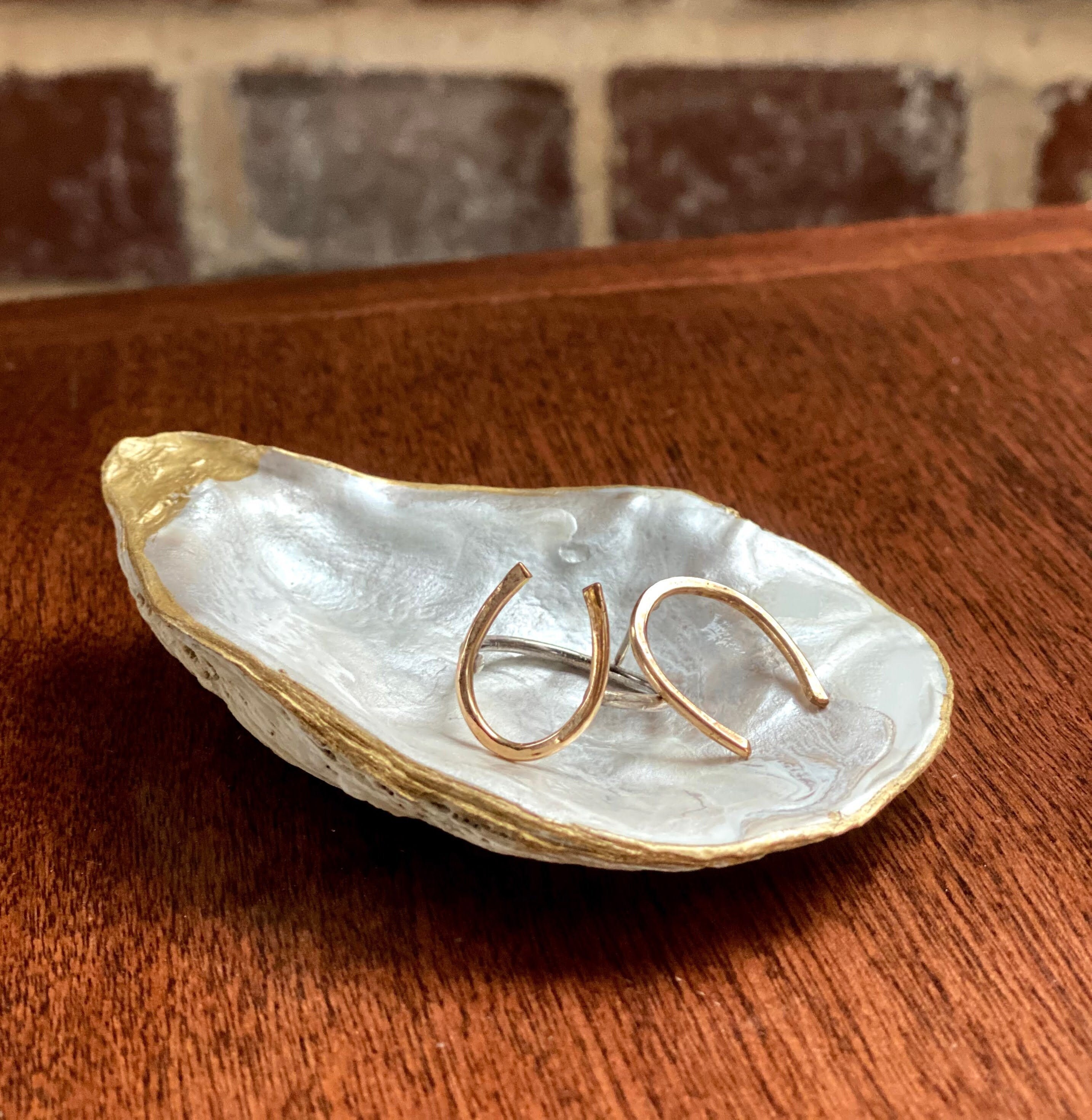 Oyster Shell Trinket DishHand PaintedJewelry DishSalt Etsy