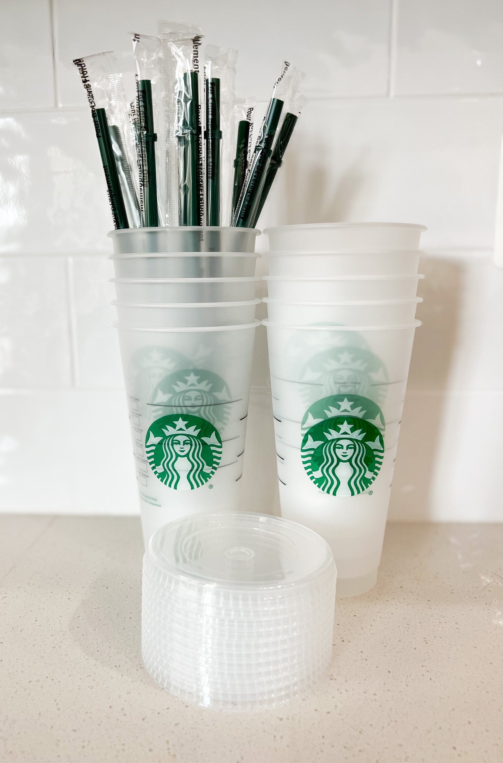 Starbucks 400ml/14oz Snowflake Glass Cup with Penguin Lid