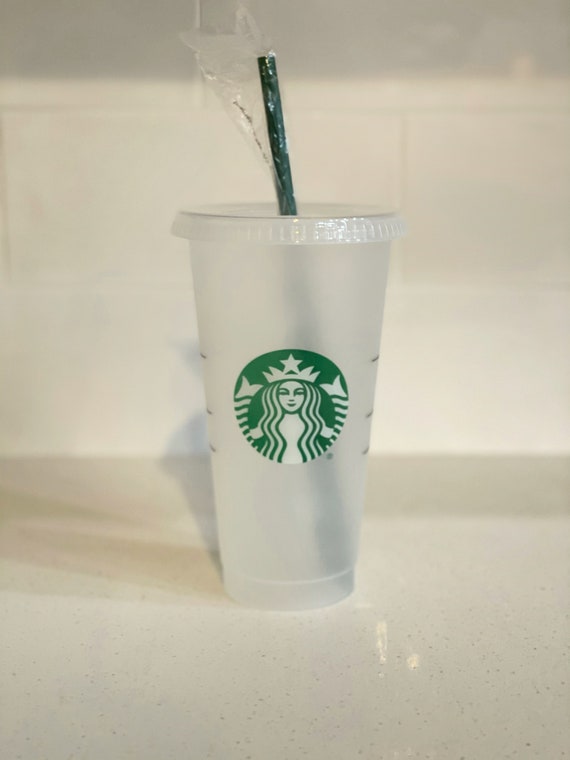 Starbucks Reusable Clear Frost Cold Cup Tumbler 24 Oz w/ Lid & Straw New