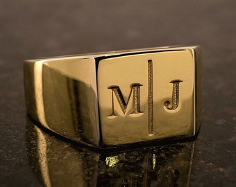 Personalized SIGNET RING- Pinky Ring, Initial Ring- Letter Silver Signet Ring Men-Family Event Jewelry- Gift for Boyfriend - Family Gift