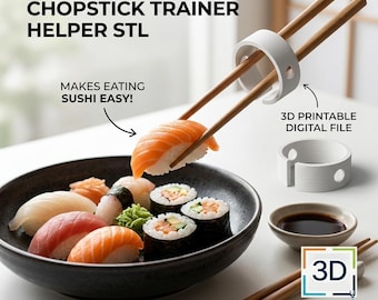Archivo STL de ayudante para palillos chinos / Clip de entrenamiento para sushi imprimible en 3D / Bisagra de entrenamiento para palillos chinos para principiantes / Descarga digital de utensilios de cocina