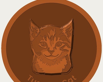 Cat Keychain STL File, 3D Print Cat Portrait Medallion, Personalised Pet Keyring, Digital Download, Custom Cat From Photo - STL File