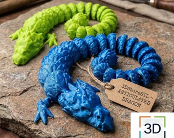 Articulated Dragon STL File | Flexi 3D Print Digital Download | Print-in-Place Fidget Toy | 3D Printer Digital Model