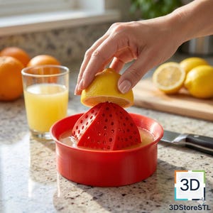 Handmatige citruspers STL-bestand - 3D-afdrukbare citroen- en sinaasappelpers | Keukengadget | 3DStoreSTL