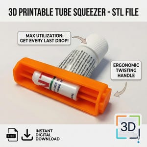 Archivo STL para exprimidor de pasta de dientes / Rodillo y escurridor de tubos imprimible en 3D / Dispositivo de baño sin residuos / Herramienta de descarga digital