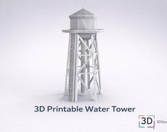 Water Tower STL File | 3D Printable Industrial Water Tank Model | Architectural Structure | Miniature Tower | Instant Download