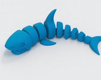 Articulated Baby Shark STL File - Print in Place Flexi Toy 3D Download - Fidget Animal, Sensory Toy, Cute 3D Printable Model