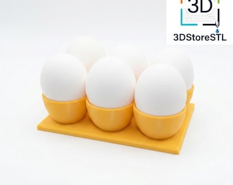 6 Egg Holder STL File - 3D Printable Fridge Organizer - Kitchen Gadget 3D Print Download - Egg Storage Tray, Functional Home 3D Model