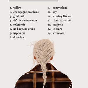 Evermore Tracklist Printable Taylor Swift | Etsy