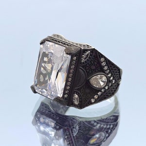 925 Sterling Silver White Zircon Ring, Color Changing Stone, 925 Sterling Silver, Gift Him, Gift Father, Gift Birthday, Anniversay Gift Ring