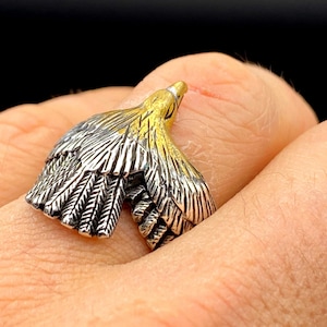 Men&#39;s Handmade Silver Eagle Ring, Adjustable Men Ring, 925 Sterling Silver Ring, Unisex Eagle Ring, Bird Ring, Animal Ring, Birthday Gift