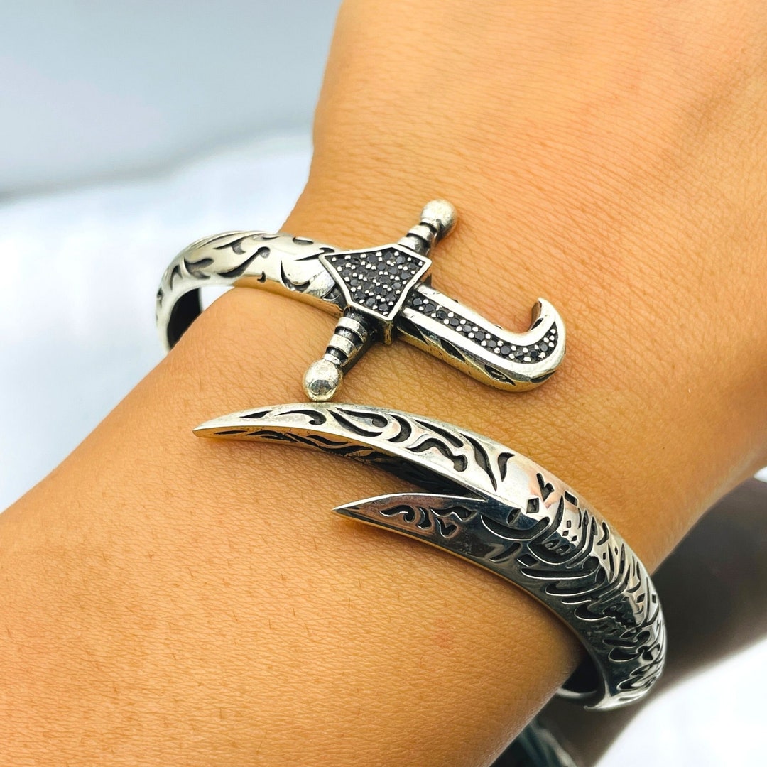 Men's Zulfiqar Sword Bracelet: Handmade 925 Sterling Silver