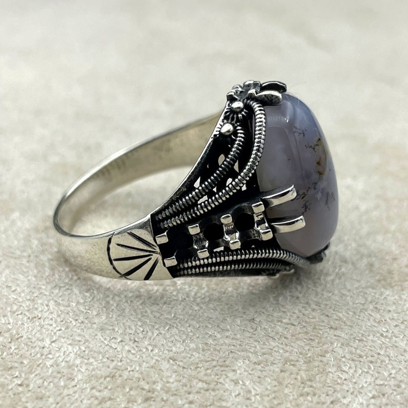 Yemeni Aqeeq Stone Ring: Handmade 925 Sterling Silver Ottoman Ring image 7
