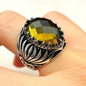 Mens Sultanit Stone Ring: Handmade 925 Sterling Silver Ottoman Style