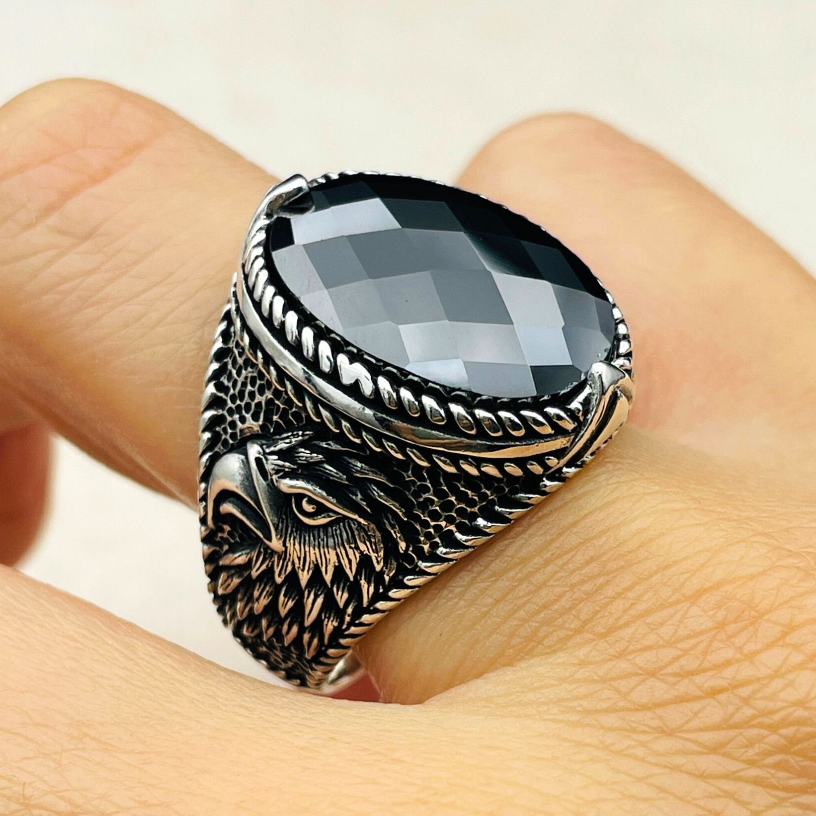 メンズ ブラックオニキスストーン 925 スターリングシルバー