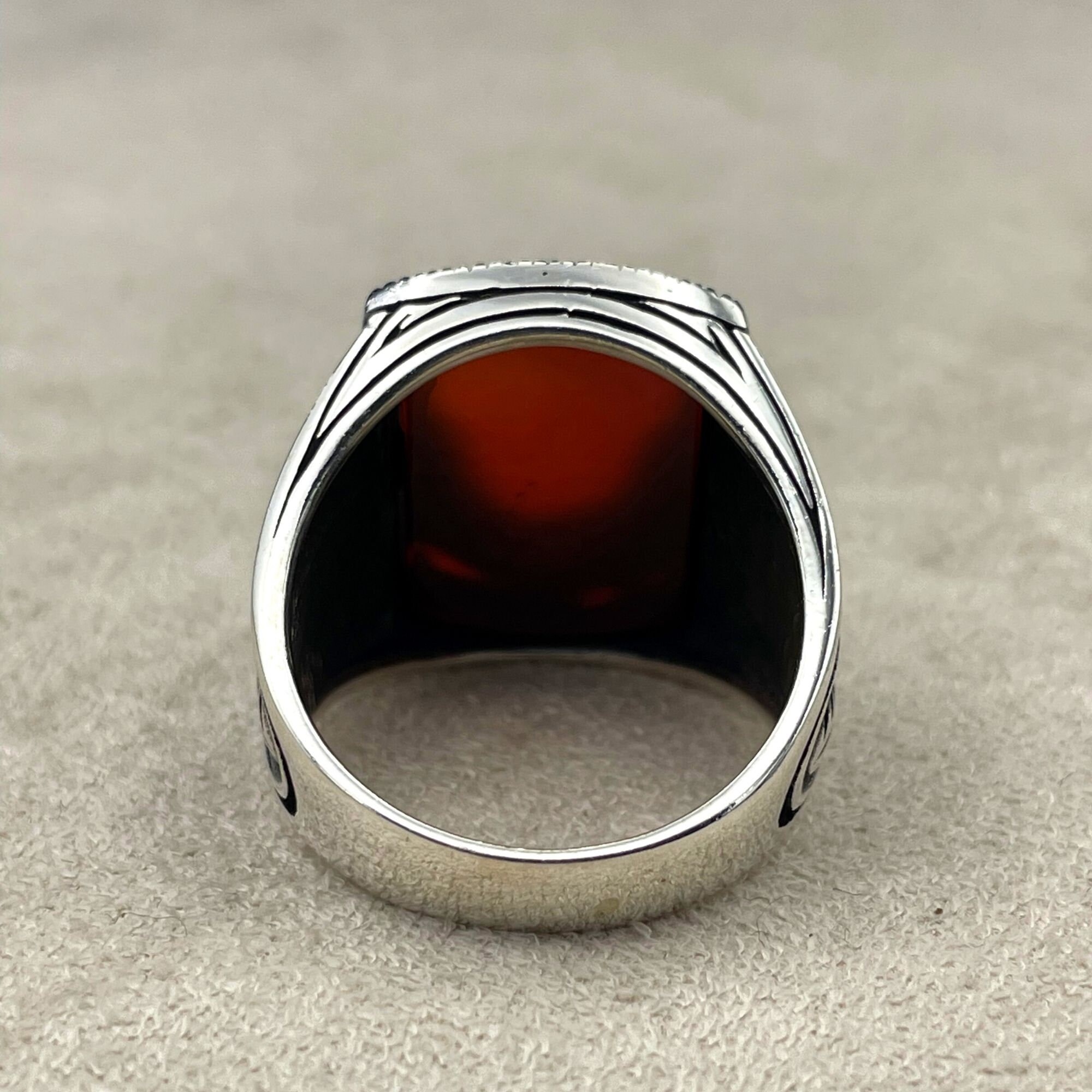 Red Agate Stone Men Silver Ring Handmade Animal Jewelry - Etsy