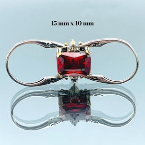 Quadratisches Modell Zwei in einem Steinring Frauen, Roter Rubin - Grüner Peridot-Stein-Wending-Ring, außergewöhnlicher Ring, authentischer Ring, Geschenk für sie