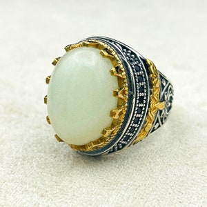 Cat&#39;s Eye Silver Men Ring, Handmade Silver Ring, 925 Sterling Silver, For Men Ring, Cat&#39;s Eye Stone , Color Changing Ring, Gift Hor Him,