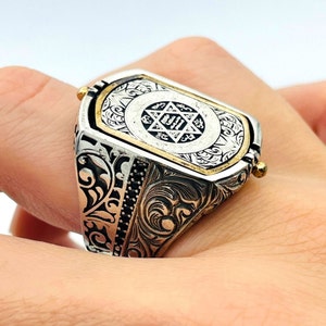 Seal of Solomon Ring, Turkish Handmade Ring, King Solomon Ring, Talisman-Solomon Amulet Ring, Sterling Silver Ring, 2 in1 Convertible Ring