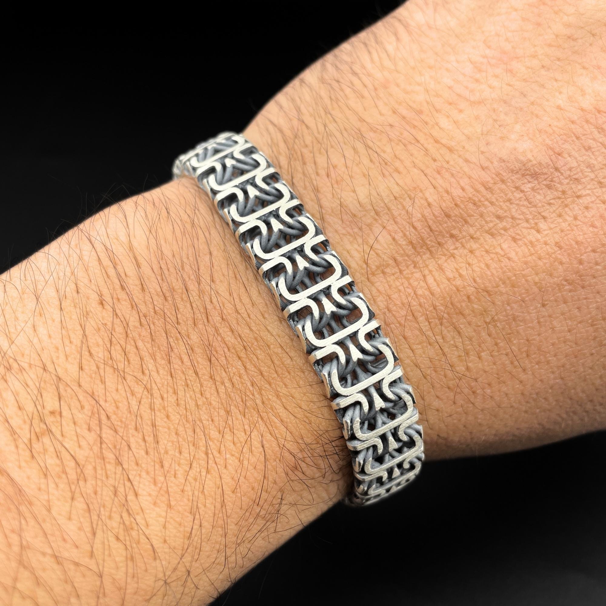 Motorcycle Silver Bracelet, Viking-inspired Sterling Silver Franco