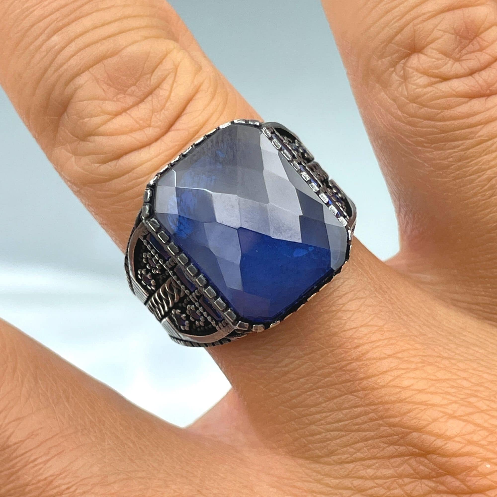Natürlich Blau Topas Edelstein Mit Rose Vergoldet 925 Sterlingsilber
