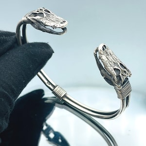 Crocodile Head Bracelet: Handmade 925 Sterling Silver Turkish Jewelry