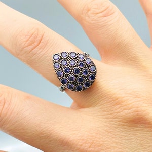 Amethyst Ladies Ring, Women Turkish Handmade Ring, 925k Sterling Silver, Authentic Ring, Hurrem Sultan Ring, Gift for her, Purple Stone Ring