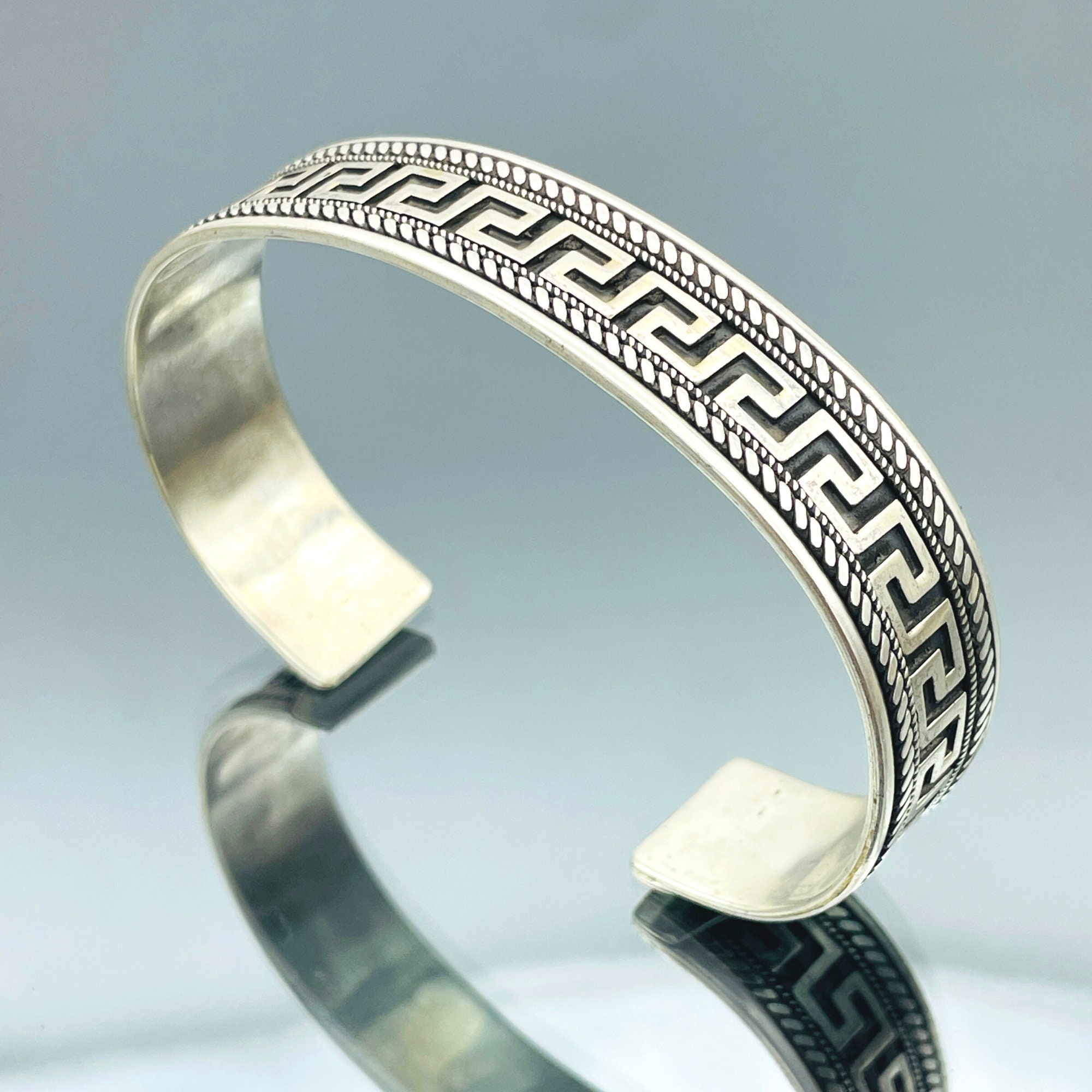 Adjustable Sterling Silver Cuff Bracelet: Turkish Handmade Bangle