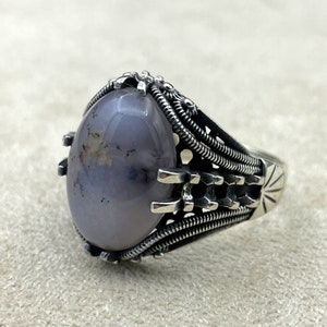 Yemeni Aqeeq Stone Ring: Handmade 925 Sterling Silver Ottoman Ring image 1