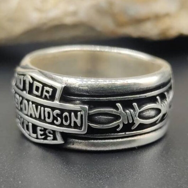 Harley Davidson Ring Solid Silver Ring Biker Ring - Etsy