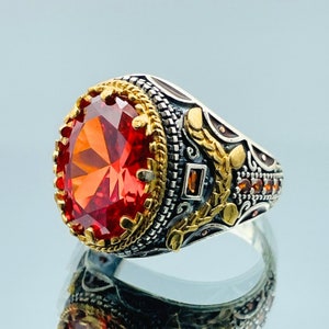 Herrring i rubin: Handgjord i 925 sterlingsilver med turkisk design