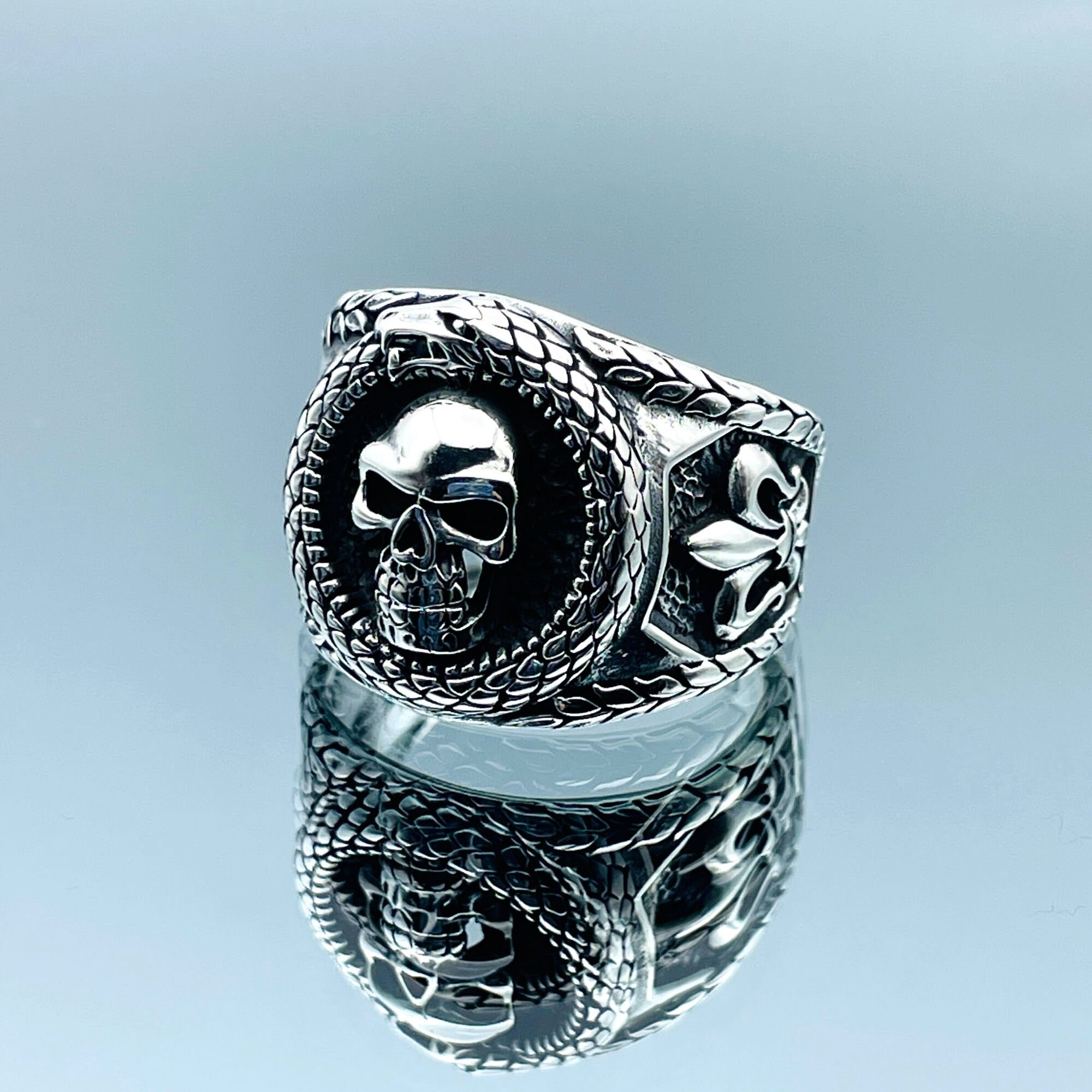 Tony Fein Silberring Totenkopf Ring 925er Silber Massiv Geschwärzt