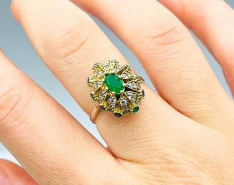 Handmade Emerald Sterling Silver Ring: Elegant Ottoman Style Jewelry