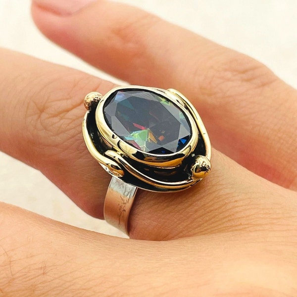 Mystic Topas Ring für Frauen, Handgemachter Ring für Frauen, Ring Silber, Geschenk für Sie, Ring Silber, Geschenk für Sie