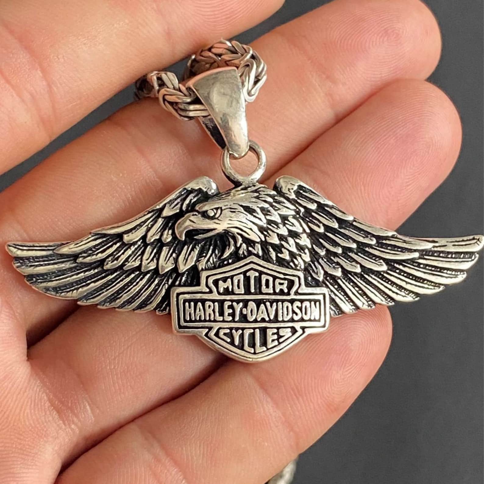 Harley Davidson Necklace Pendant Solid 925 Silver Pendant Etsy