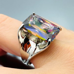 Handmade Mystic Topaz Sterling Silver Ring: Womens Statement Jewelry