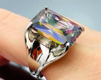 Handmade Mystic Topaz Sterling Silver Ring: Womens Statement Jewelry