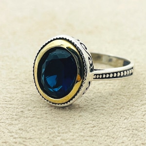 Handmade Sapphire Ring: 925 Sterling Silver Ottoman Style