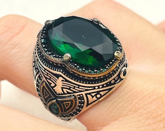 トルコ製ハンドメイドジュエリー 925スターリングシルバー エメラルド