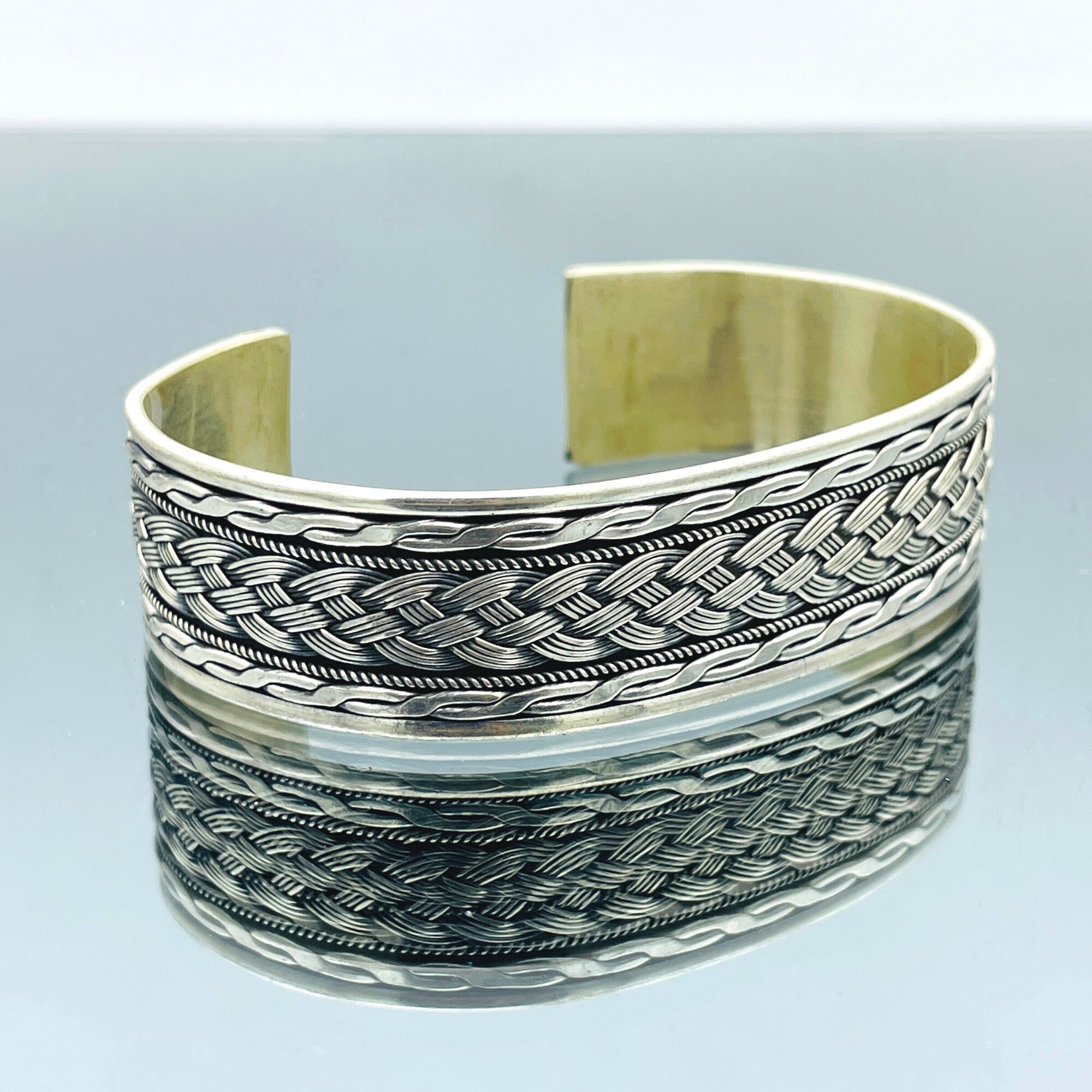 Men Silver Cuff Bracelet, 925 Sterling Silver Bracelet