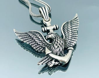 Handmade Sterling Silver Eagle Pendant Necklace: Mens Womens