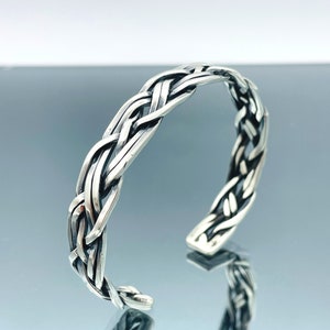 Unisex 925 Sterling Silber Armband, handgemachtes verstellbares Armband, Manschette Männer Silber Armband, Geschenk für Ehemann, einzigartiges Armband, Geschenk für ihn